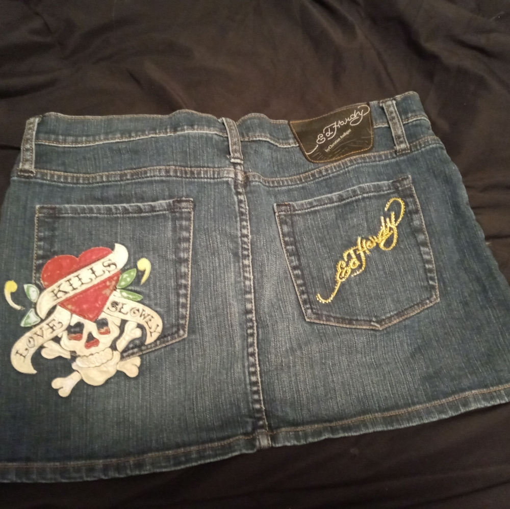 Size 31 Ed Hardy mini jean skirt